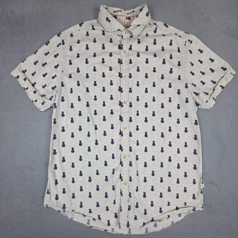 Cactus Man Ricky Singh Pineapple Print Shirt Mens Medium Slim Fit Short Sleeve